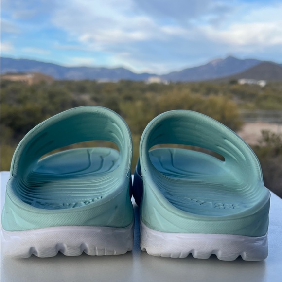 Hoka One One Mint Green & White Slides / with Red Accent - Picture 12 of 16